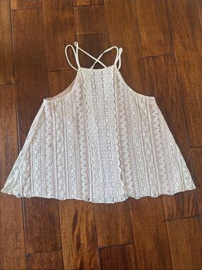 Aqua Cream Lace Halter Camisole